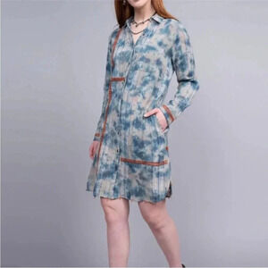 Uncle Frank tie dye blue orange Shirt Dress small